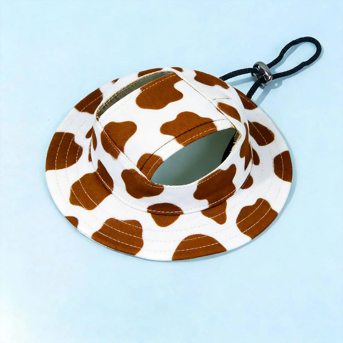 Pet Bucket Hat with Ear Holes - Coffee Cow / L