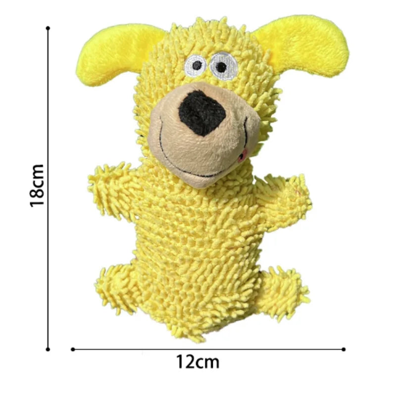 Small Squeaky Plush Animal Dog Toy - Yellow