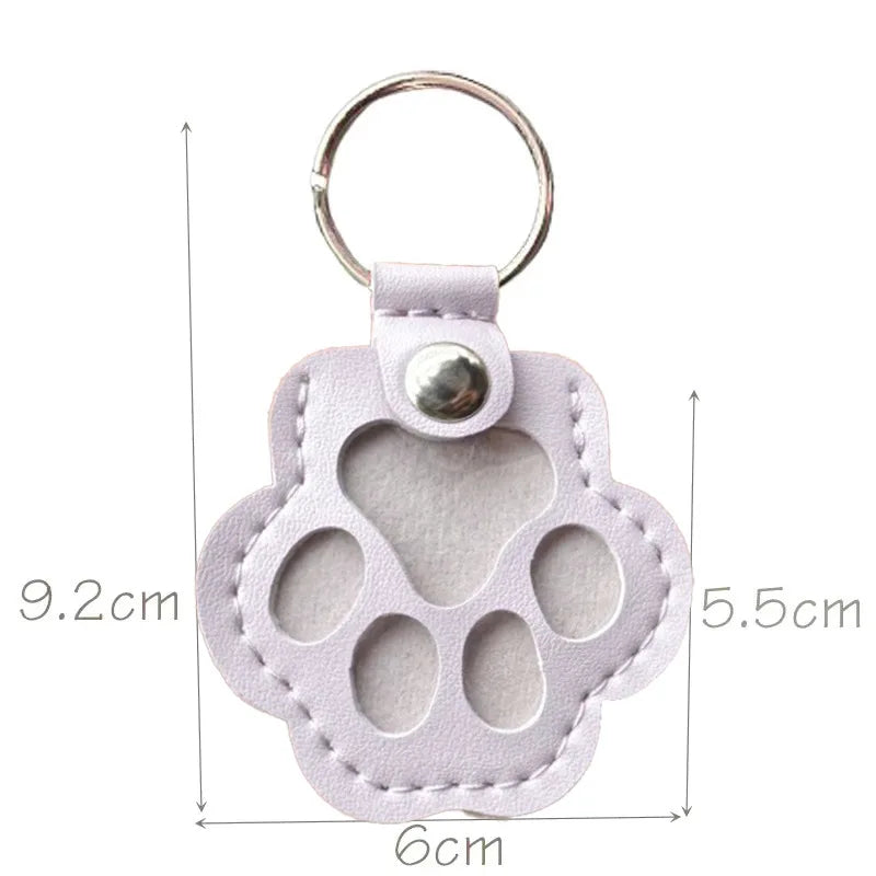 Leather Cat Paw Fur Keepsake Keyring