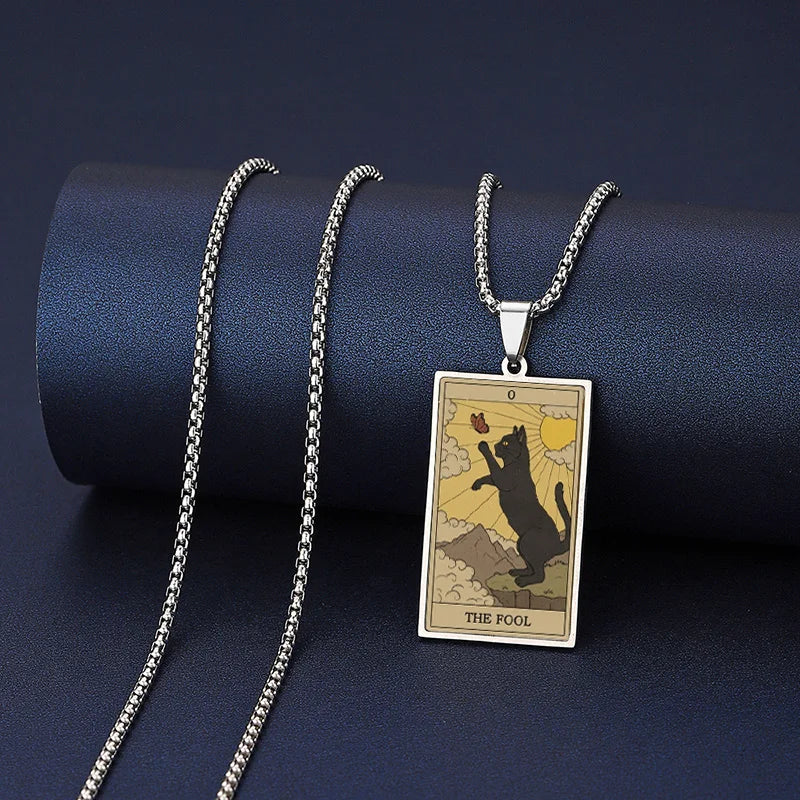 Cat Tarot Card Necklace