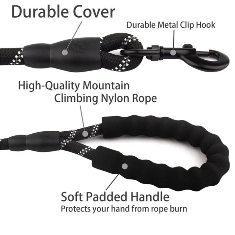 Reflective Rope Dog Lead with Padded Handle