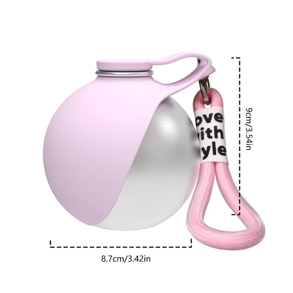 Stainless Steel Dog Water Bottle with Silicone Bowl, 285 ml