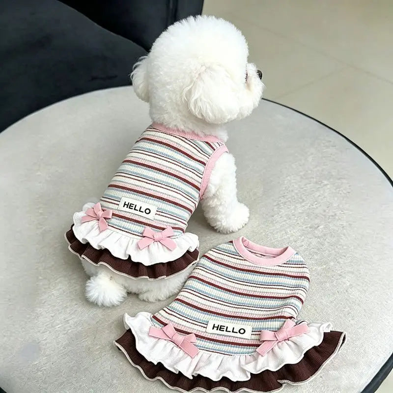 Striped Frill Dress for Cats and Small Dogs