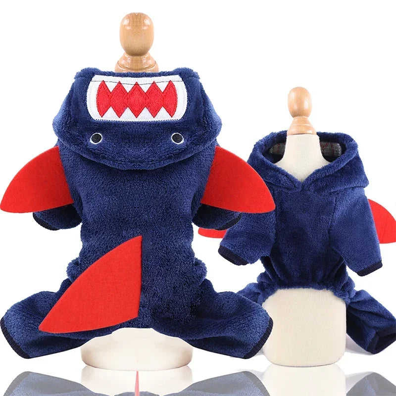 Fleece Animal Costume Hoodie for Small Dogs - Blue / XS 0-1.2 kg