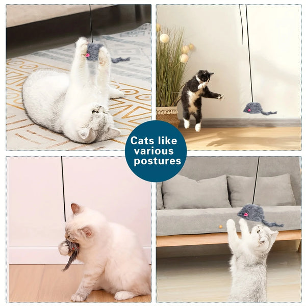 Door-Hanging Elastic Cat Toy with Mouse