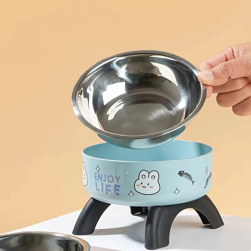 Raised Stainless Steel Bowl on Non-Slip Stand