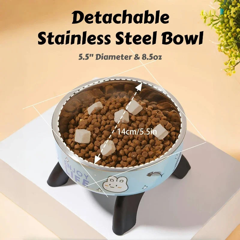 Raised Stainless Steel Bowl on Non-Slip Stand