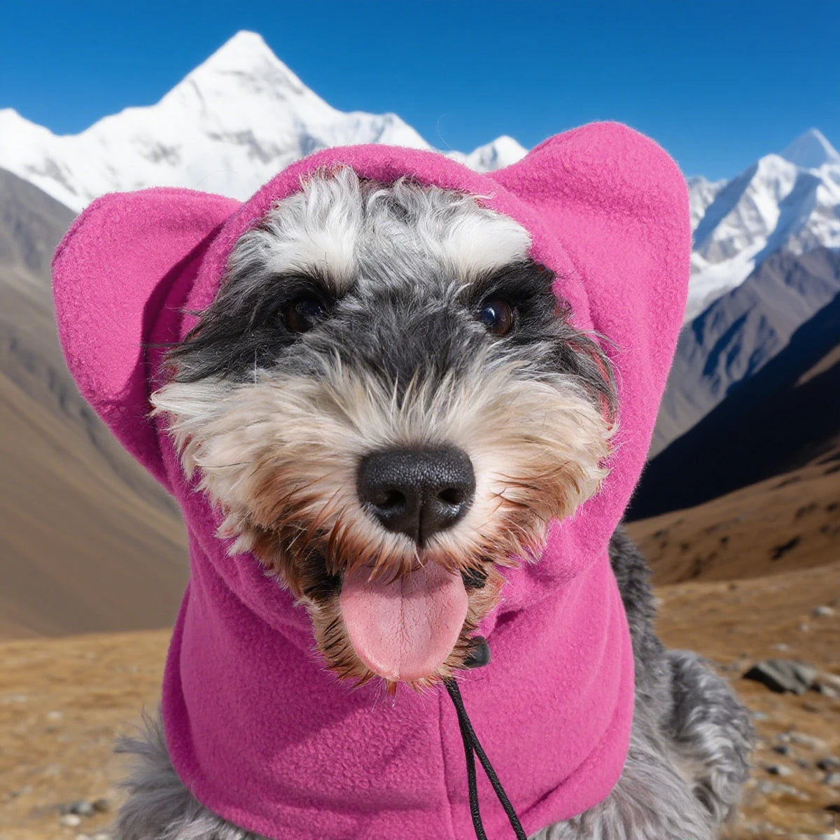 Fleece Snood Hat with Ears - S / Rose pink