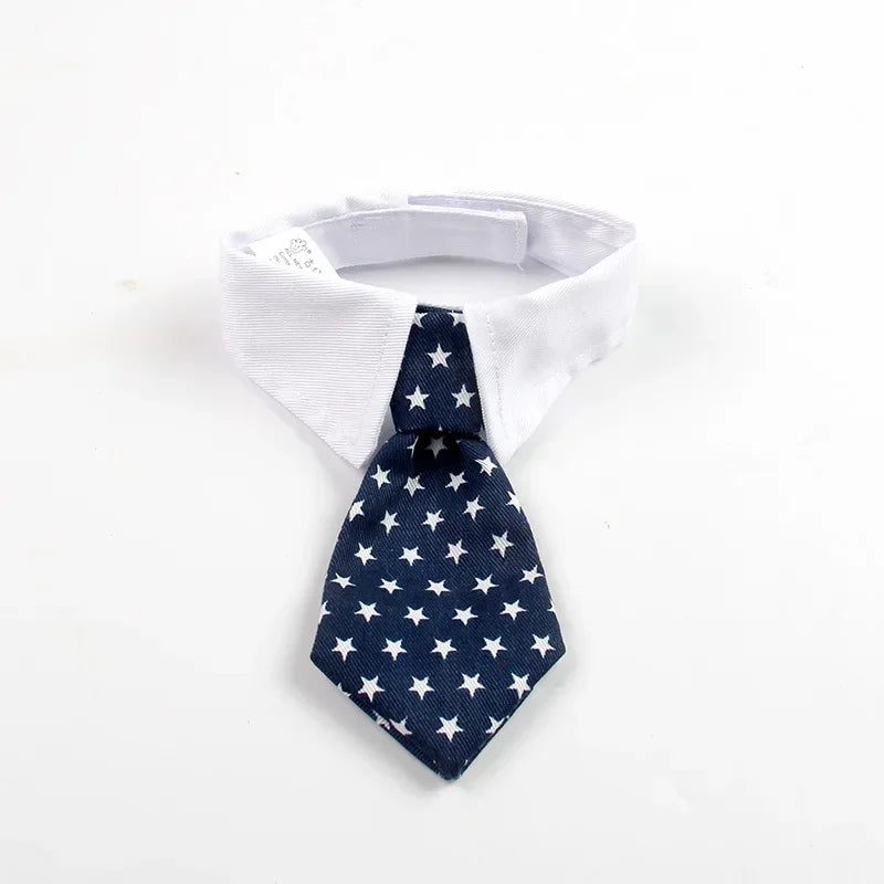 Formal Necktie Collar for Dogs and Cats - Navy Blue Stars / 30 cm