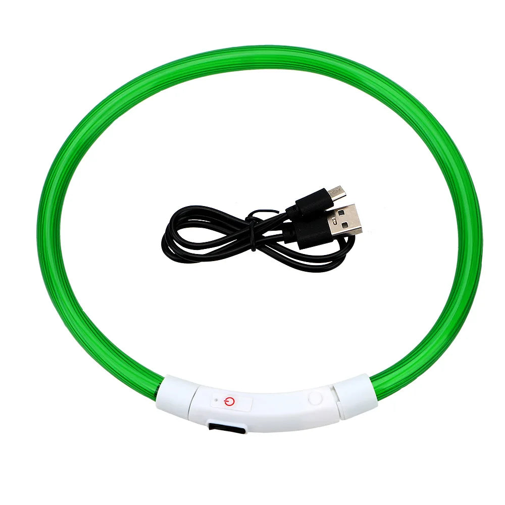 USB Rechargeable LED Dog Collar - Green