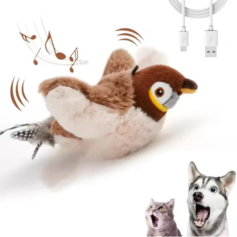 Chirping Flapping Bird Cat Toy, Rechargeable