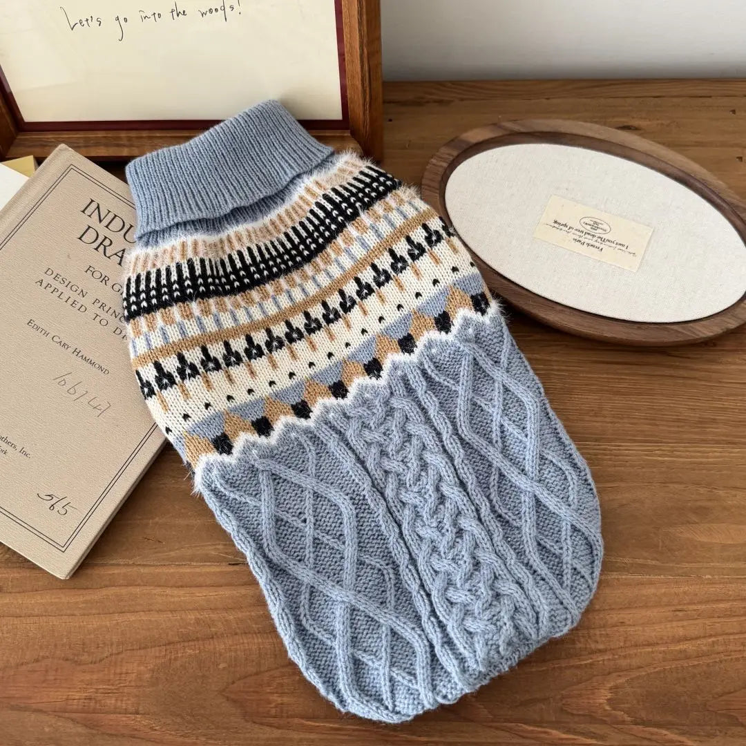 Vintage Knit Jumper for Small Dogs - Blue / XS (0.5 to 1.5 kg)