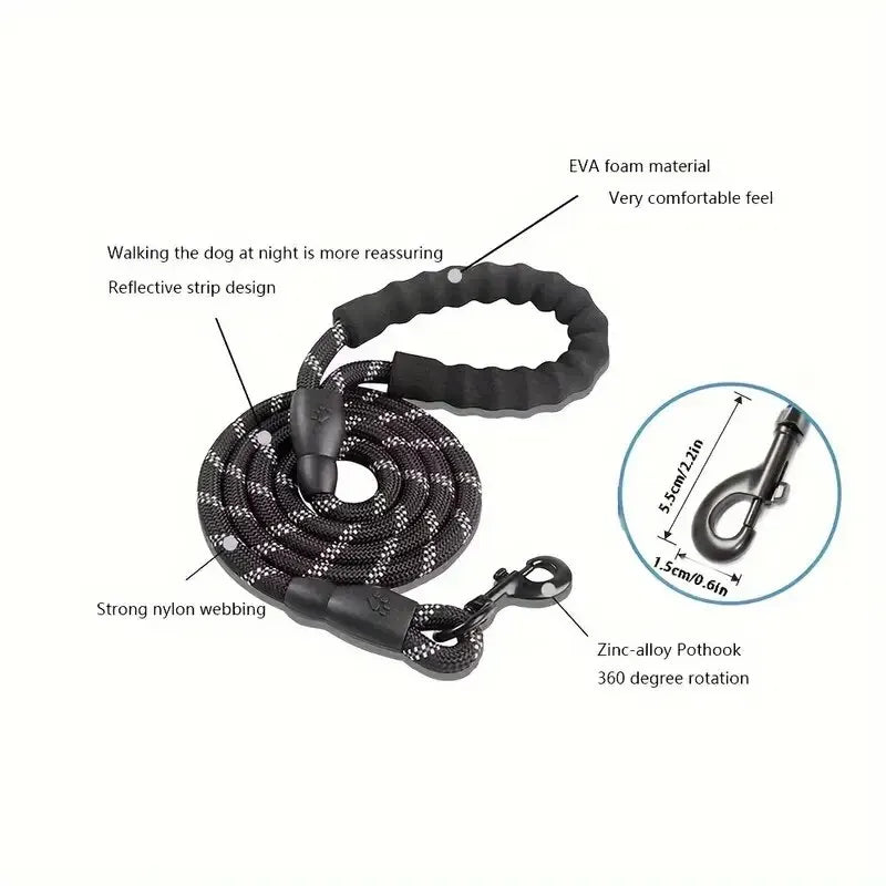 Reflective Rope Dog Lead with Padded Handle