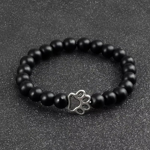 Cat Paw Lava Stone Bead Bracelet