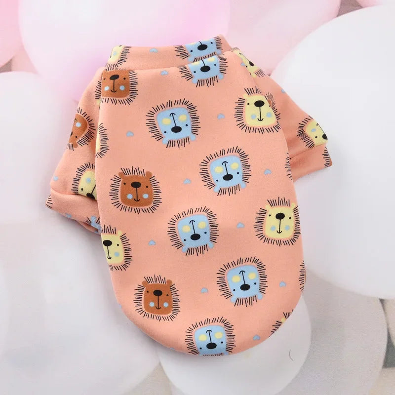 Printed Fleece Sweatshirt for Small Dogs - Lion / XS