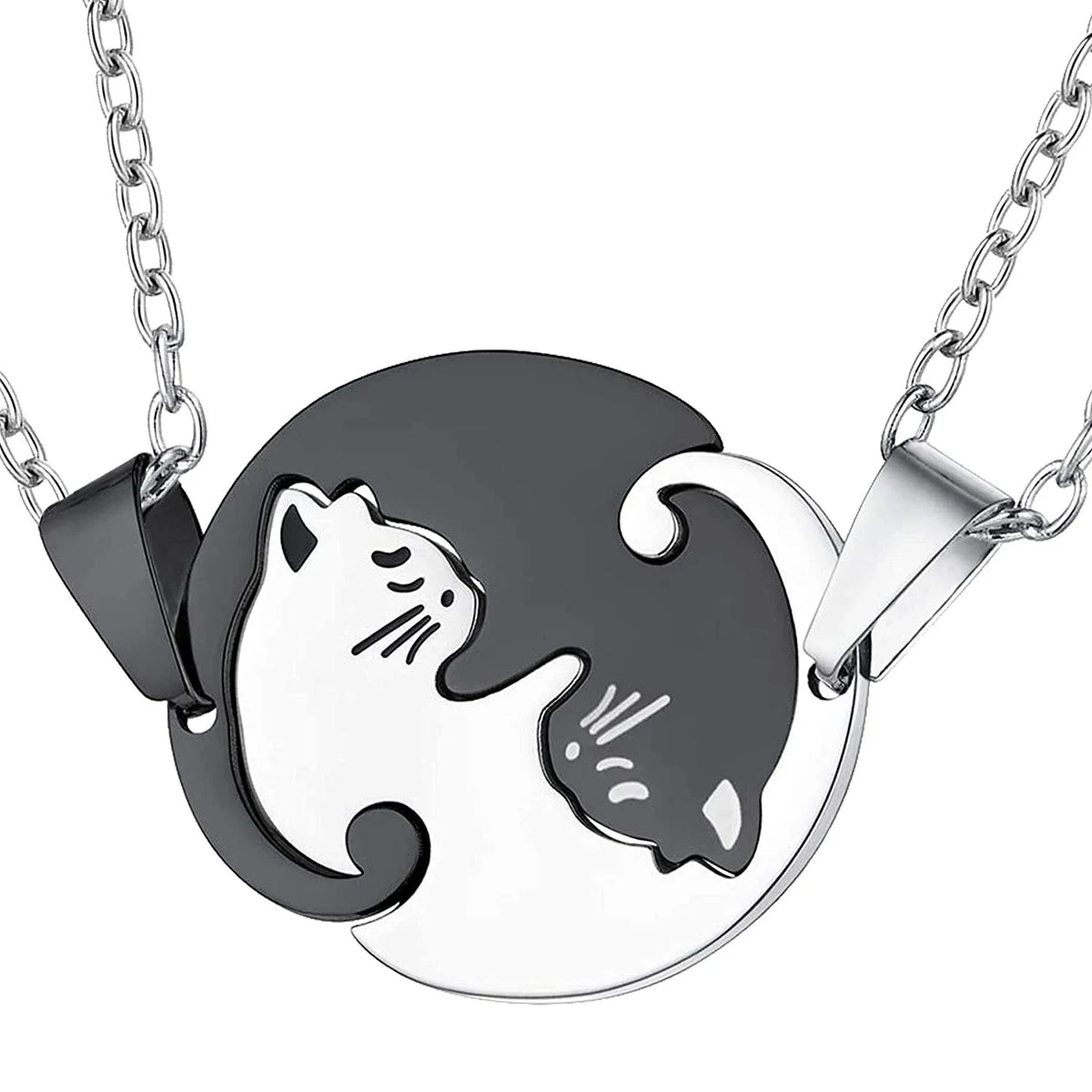 Black & White Cat Couple Necklaces