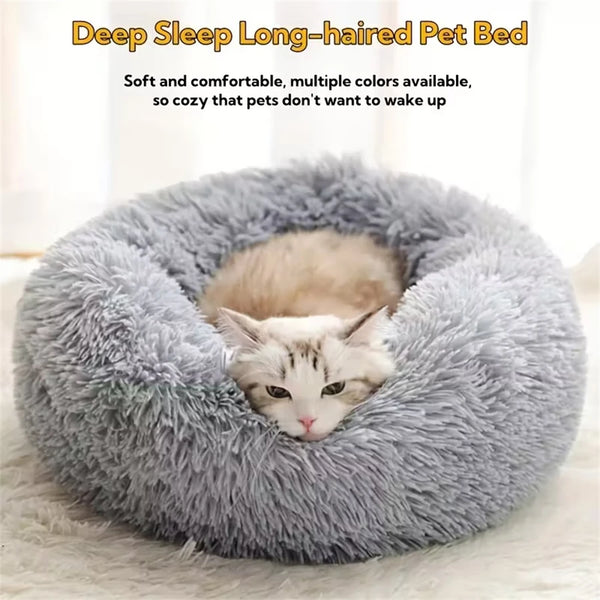 Fluffy Donut Bed for Cats and Small Dogs