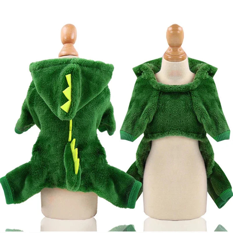 Fleece Animal Costume Hoodie for Small Dogs - Green / XS 0-1.2 kg