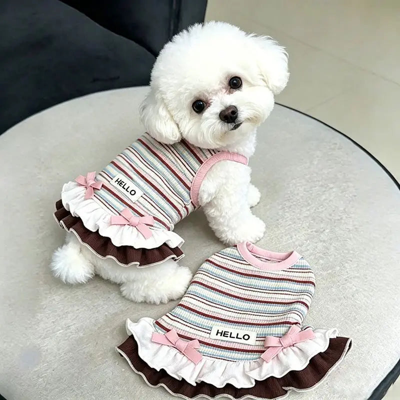 Striped Frill Dress for Cats and Small Dogs