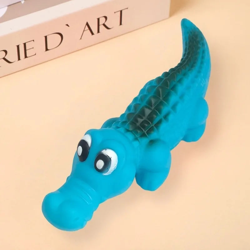 Latex Crocodile Squeaky Toy - Blue