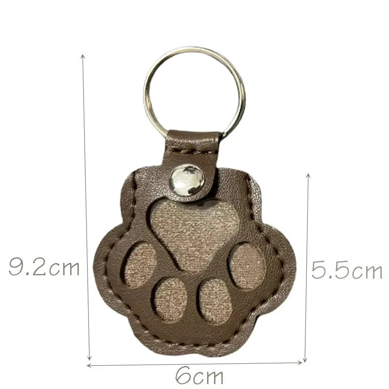 Leather Cat Paw Fur Keepsake Keyring
