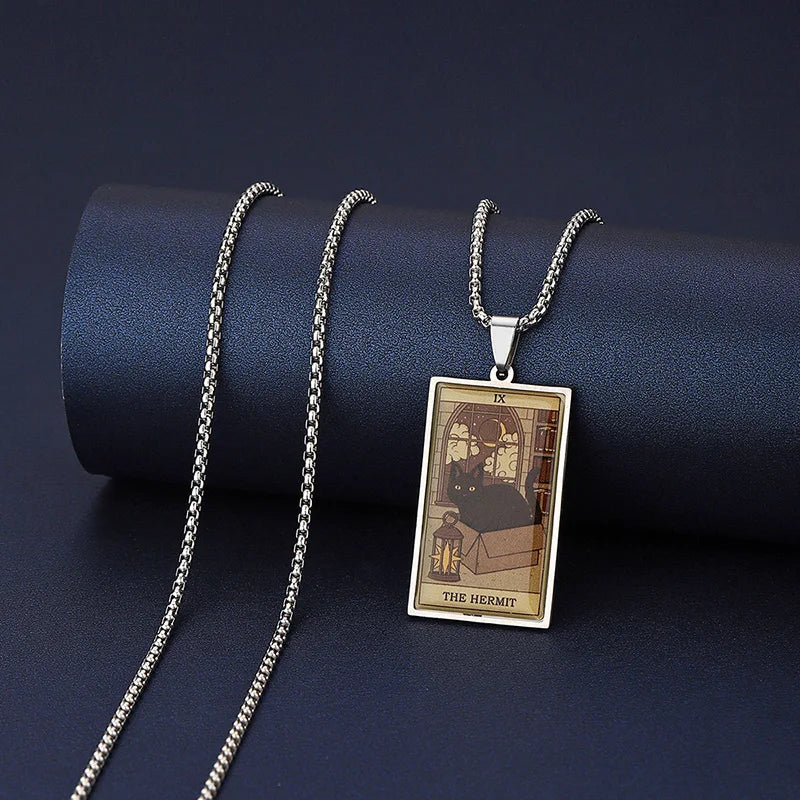 Cat Tarot Card Necklace