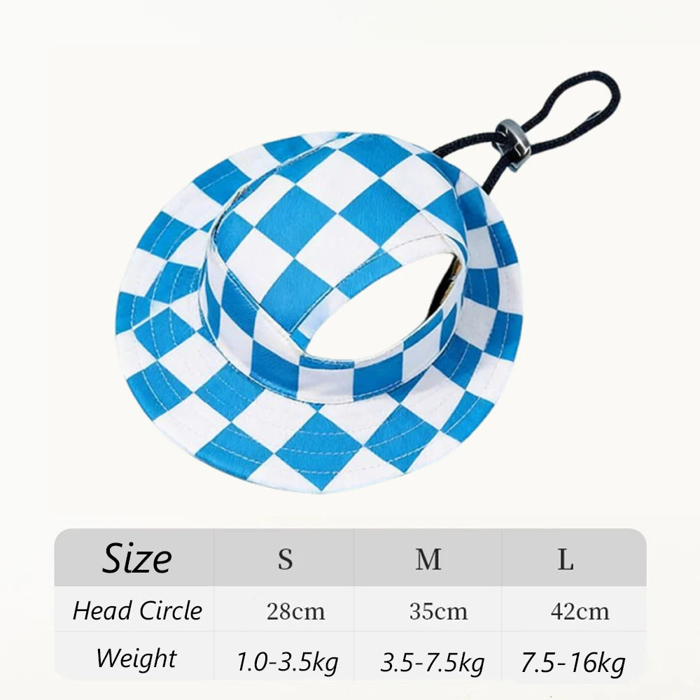 Printed Sun Cap for Dogs - Blue Plaid / S (1 to 3.5 kg)