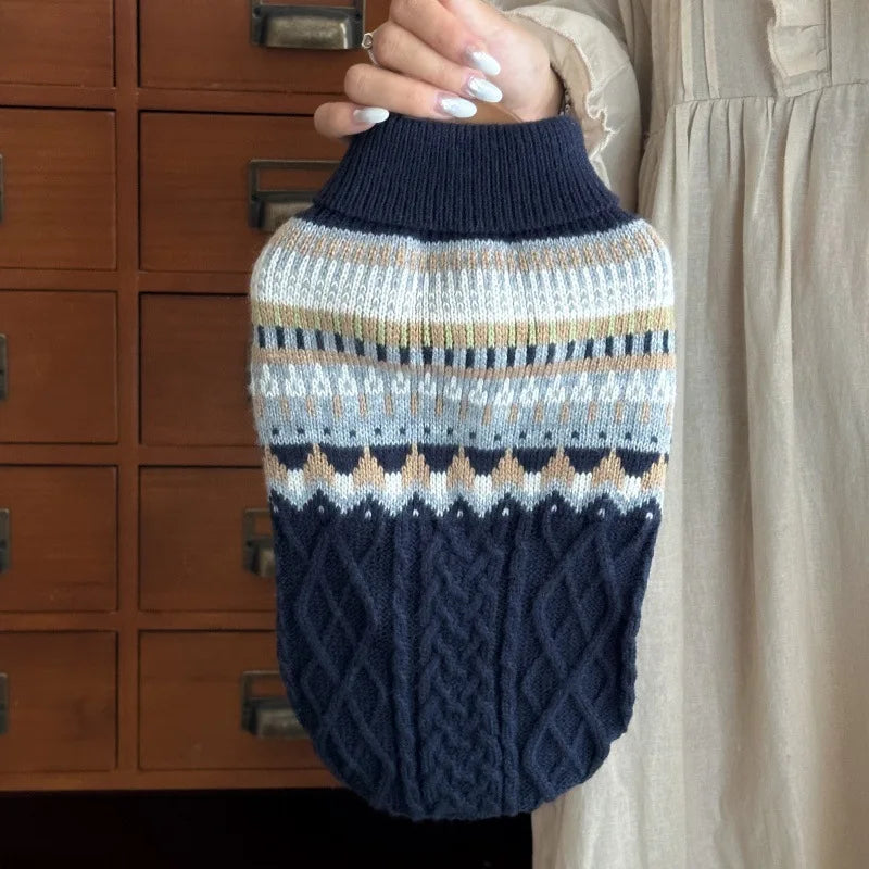 Vintage Knit Jumper for Small Dogs - Navy / XS (0.5 to 1.5 kg)