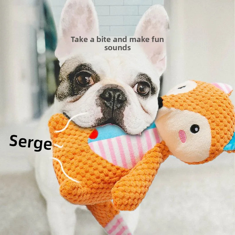 Squeaky Plush Fox and Elephant Dog Toys