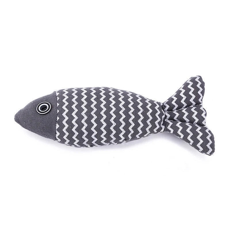 Fabric Fish Cat Toy - Grey
