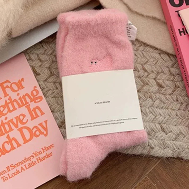 Fuzzy Cat Face Socks