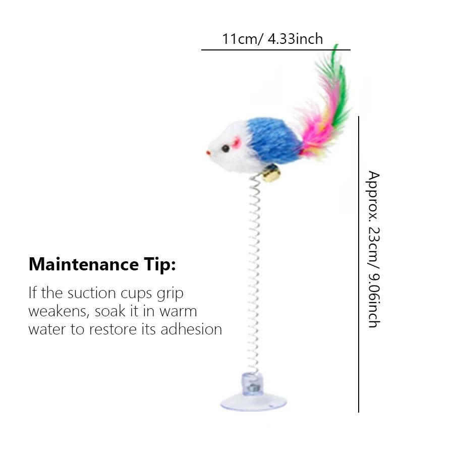 Spring Mouse Cat Toy with Suction Base