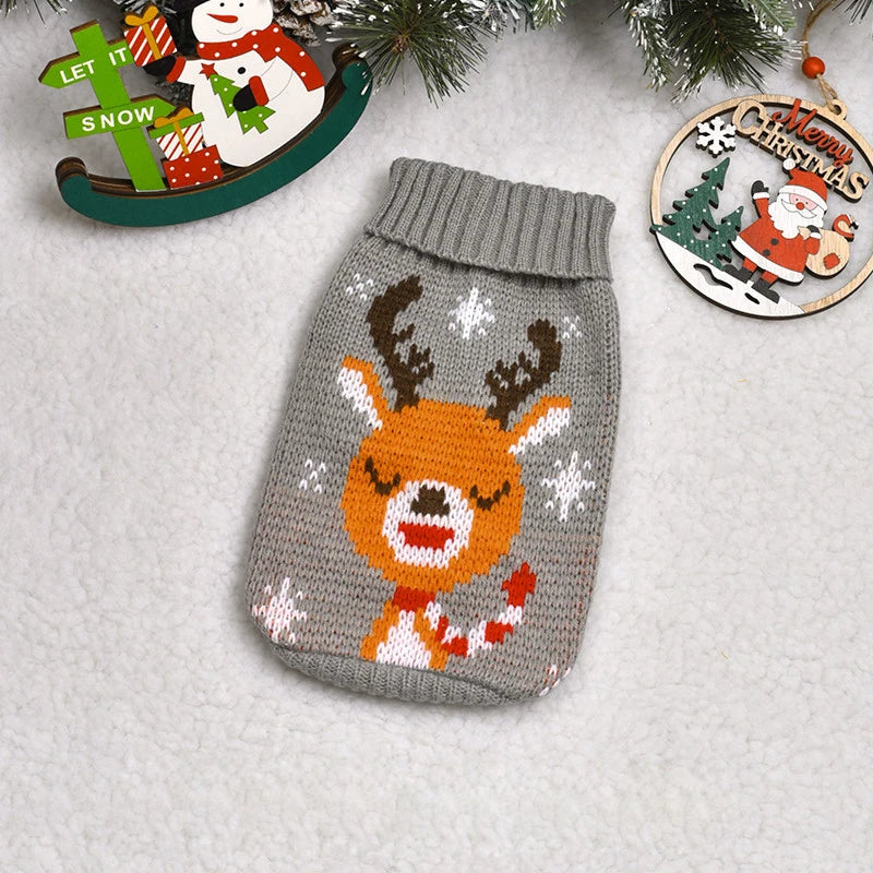 Christmas and Winter Jumper for Small Dogs and Cats - Grey and orange 2 / XL