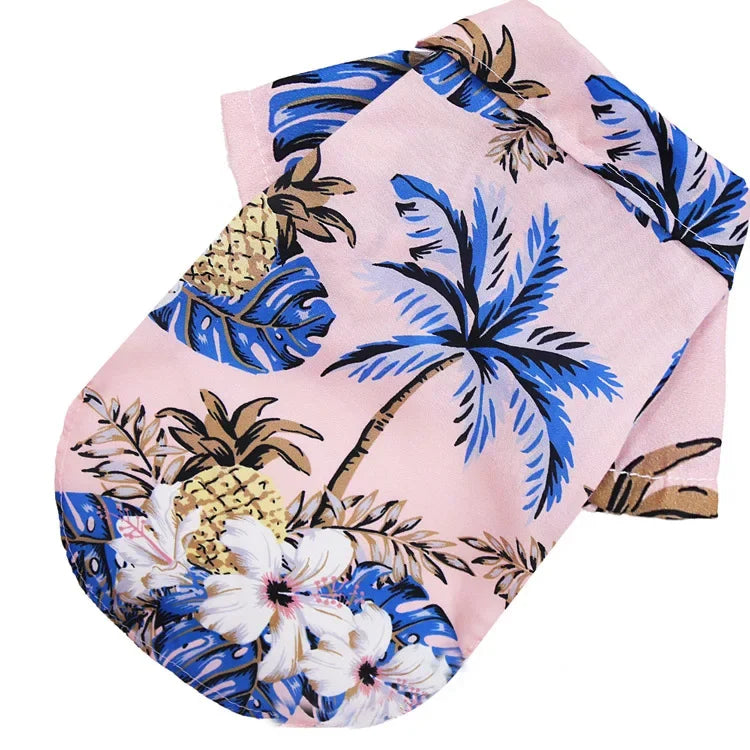 Hawaiian Shirt for Dogs and Cats - Pink Coconut Tree / XS