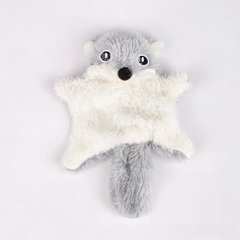 Squeaky Flying Squirrel Plush Toy - Gray