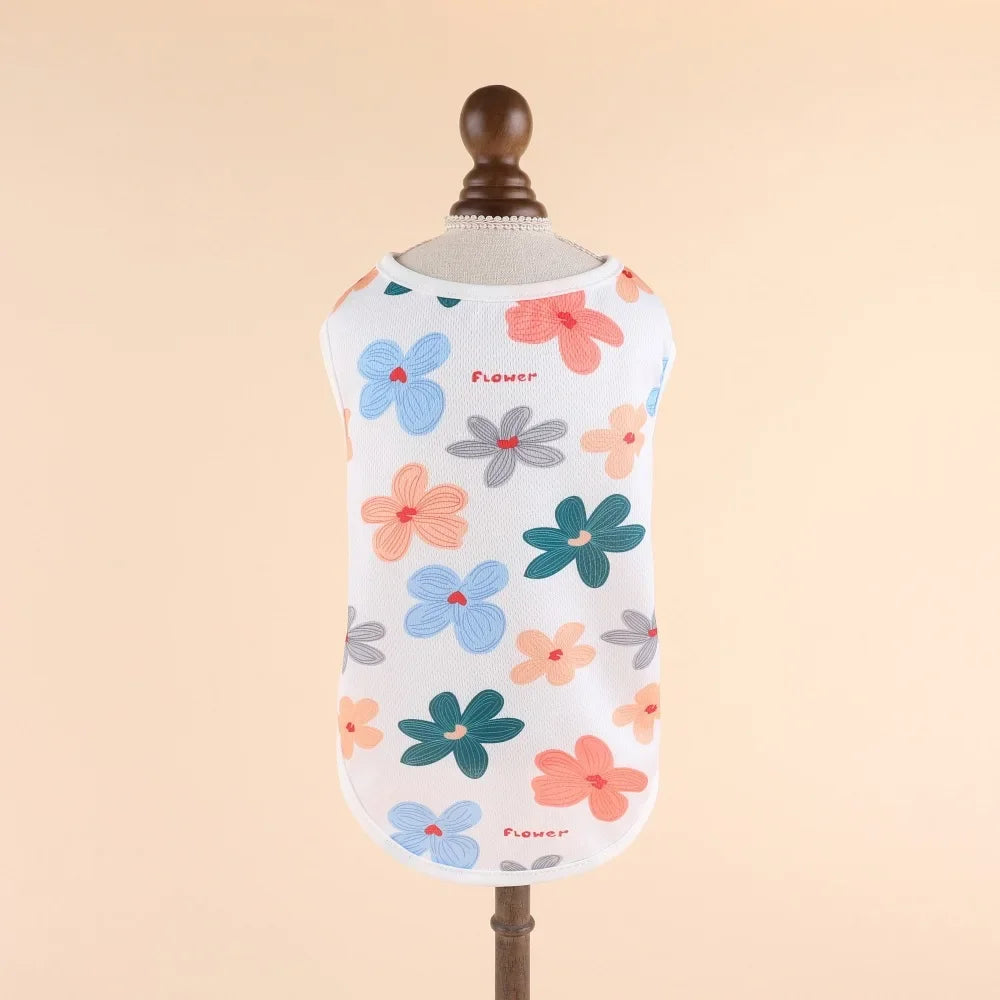 Cartoon Cooling Summer Vest for Dogs - Big Flower / XS