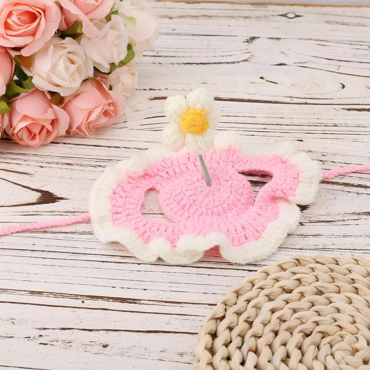 Crochet Flower Hat for Cats and Small Dogs