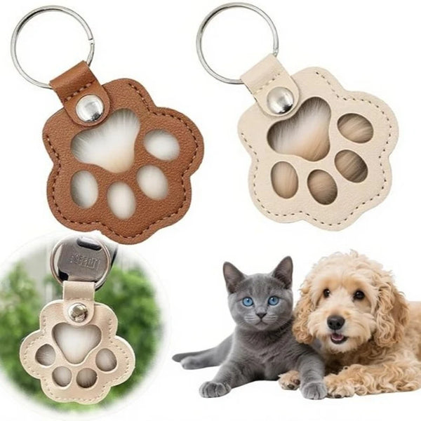 Leather Dog Fur Keepsake Keyring
