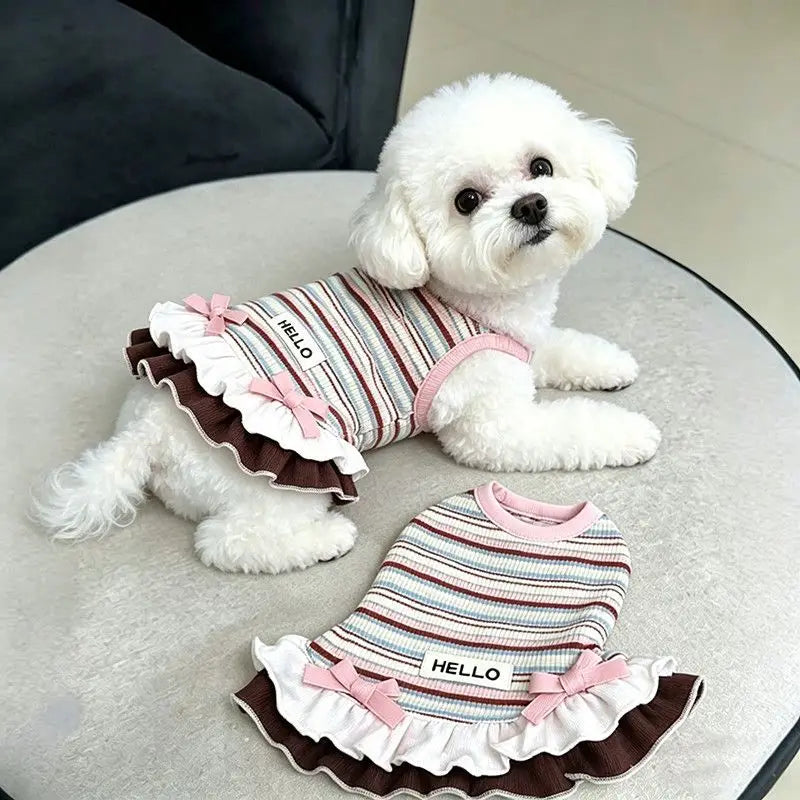 Striped Frill Dress for Cats and Small Dogs