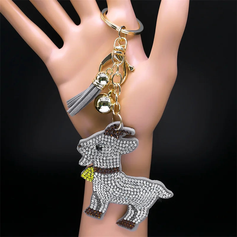 Crystal Cat & Dog Keyring