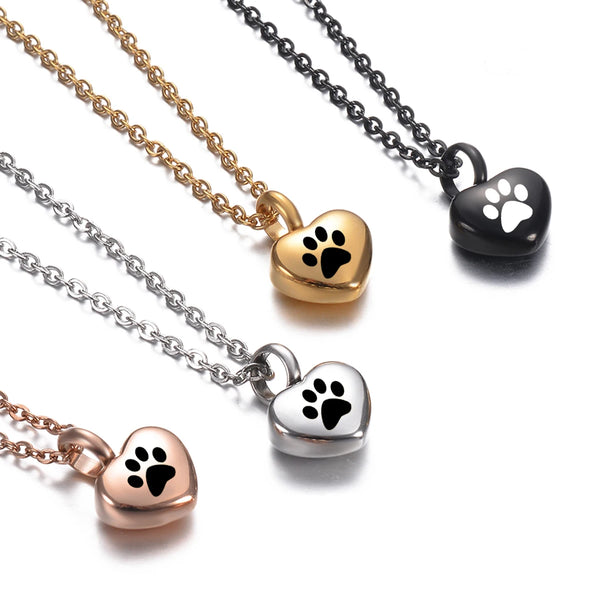 Small Heart & Paws Keepsake Urn Necklace