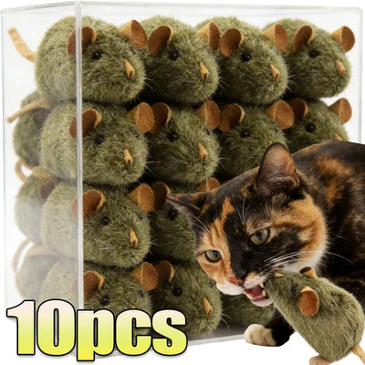 Realistic Squeaky Plush Mouse Cat Toy