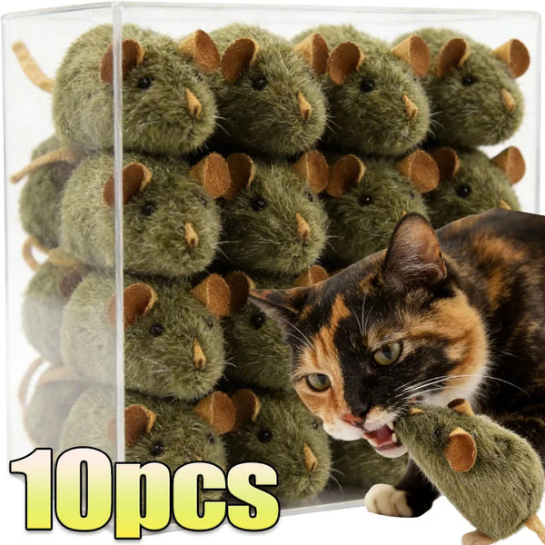 Realistic Squeaky Plush Mouse Cat Toy