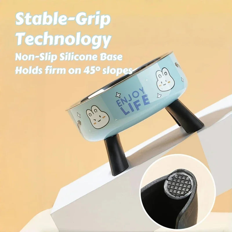 Raised Stainless Steel Bowl on Non-Slip Stand