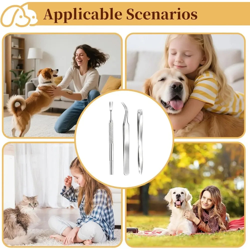 Tick Remover Fork and Tweezers Set