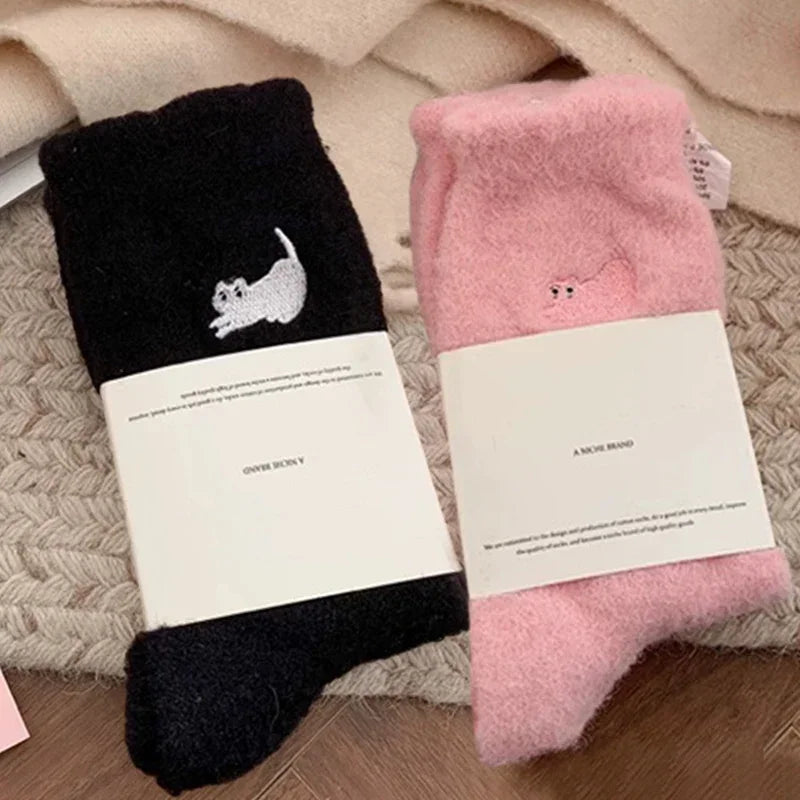 Fuzzy Cat Face Socks