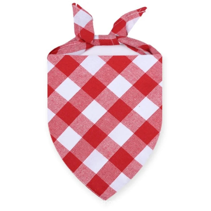 Plaid Cotton Bandana for Dogs - Pink / S (48 x 34 cm)