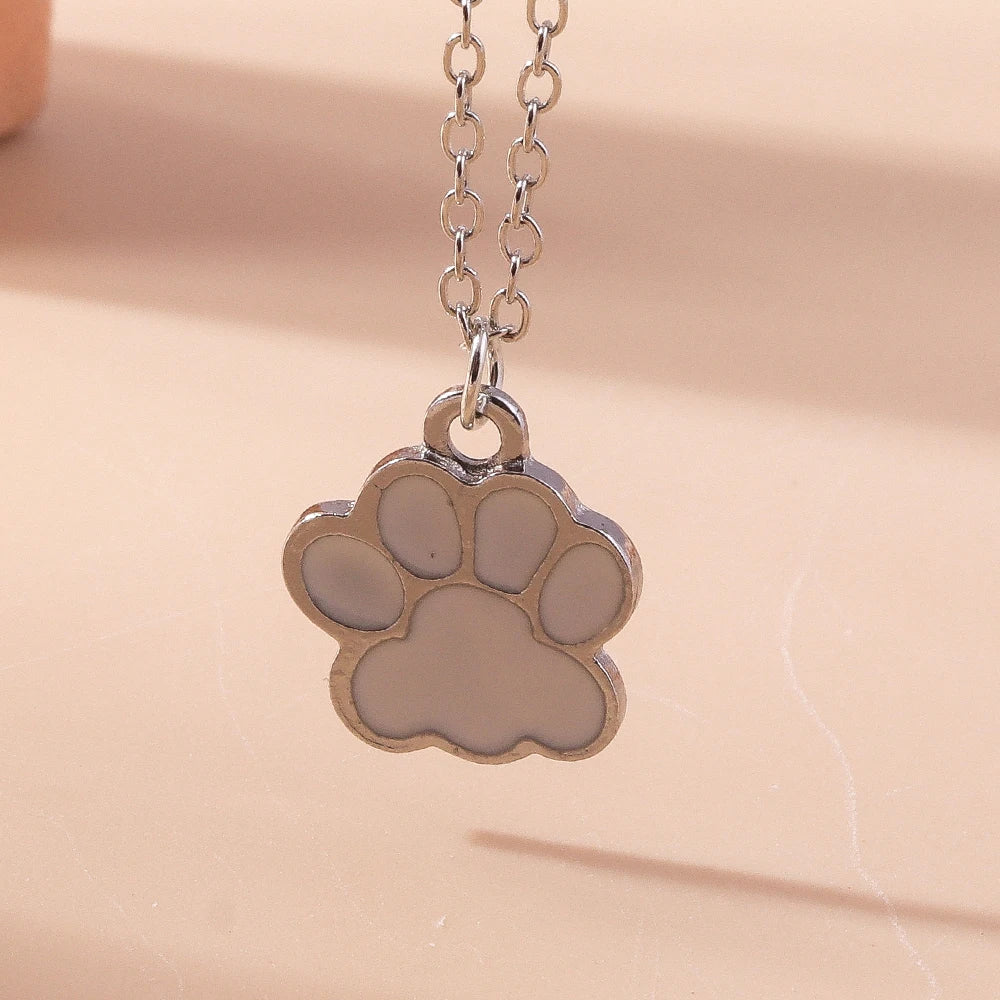 Enamel paw print pendant necklaces