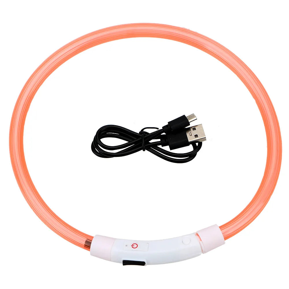 USB Rechargeable LED Dog Collar - Orange