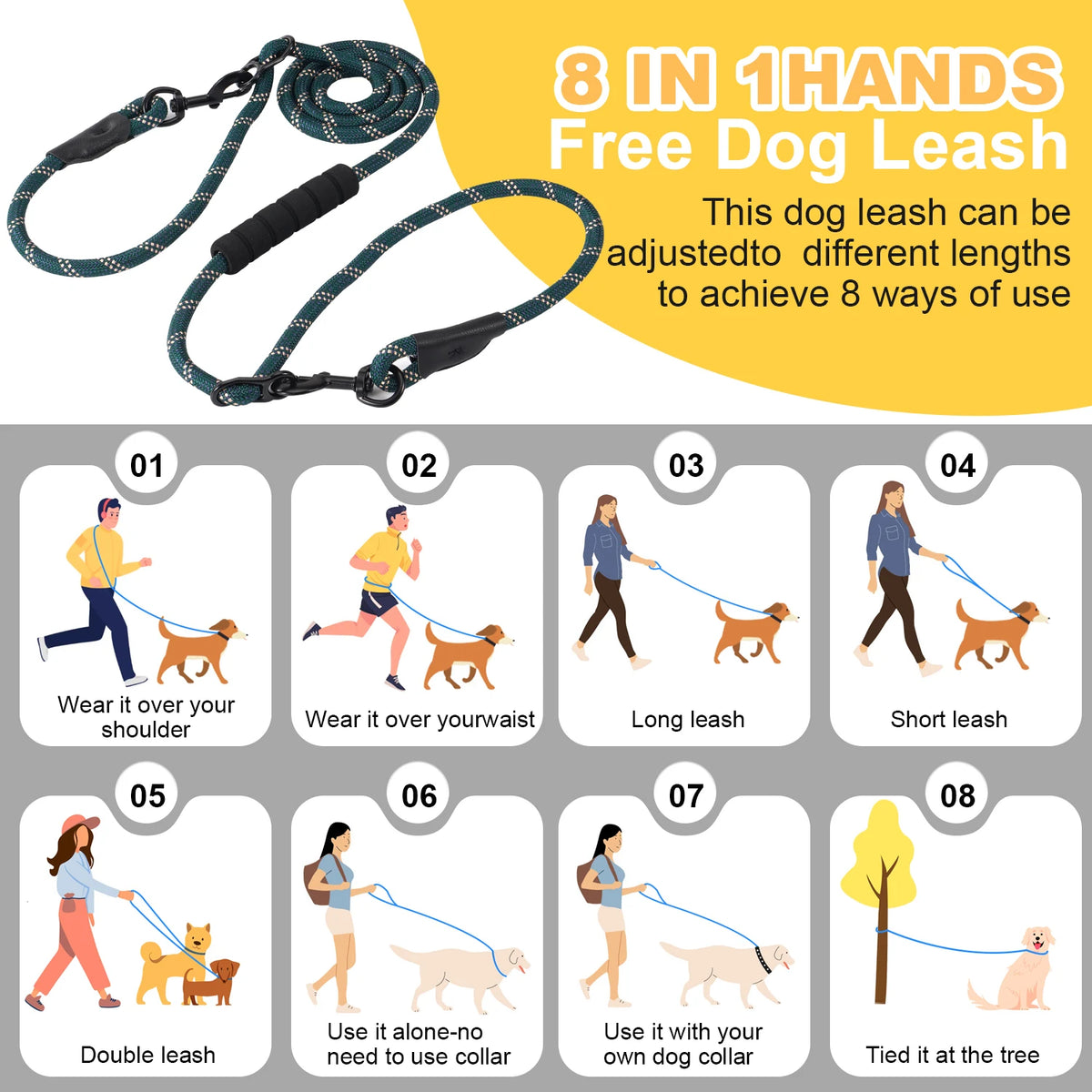 Padded Rope Lead, Converts to Double Lead